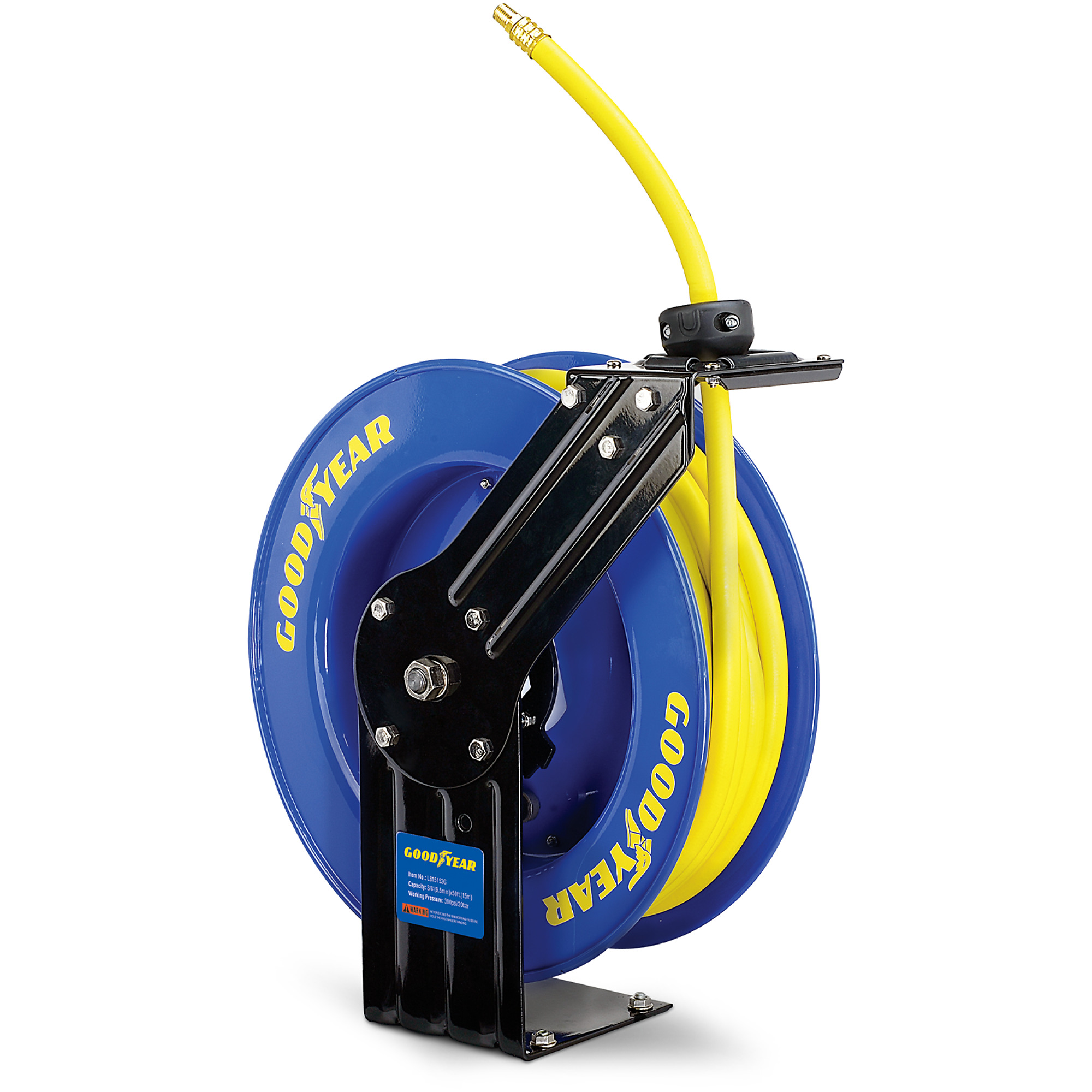 Goodyear, Retractable Air Hose Reel 3/8in. x 50ft., Hose Diameter 3/8 in, Hose Length 50 ft, Model# TRI-L815153G